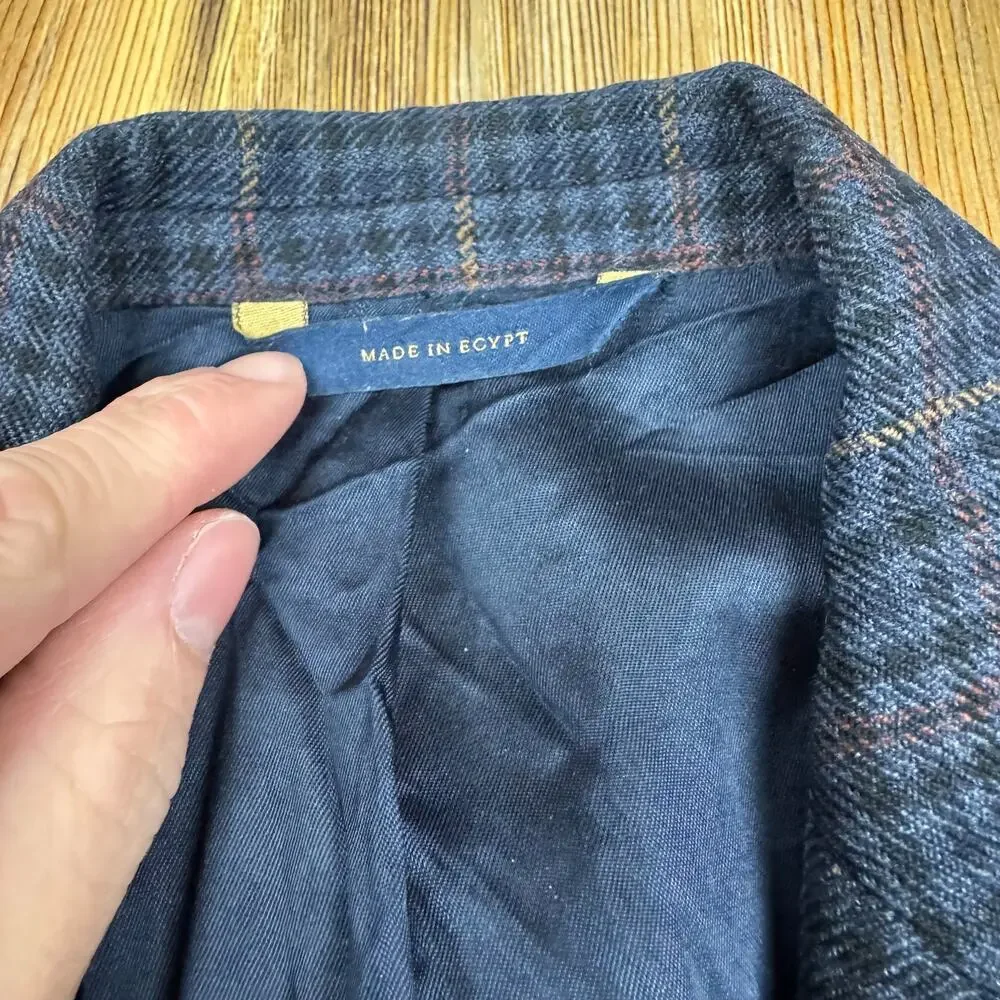 Brooks Brothers Blazer Mens 40R Blue Wool Plaid Fitzgerald Fit Tweed Sport Coat